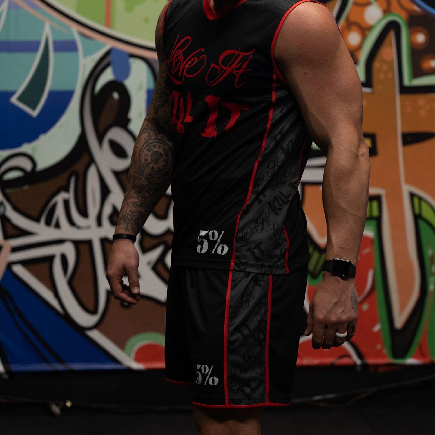 Love It Kill It, Black & Red Basketball Shorts