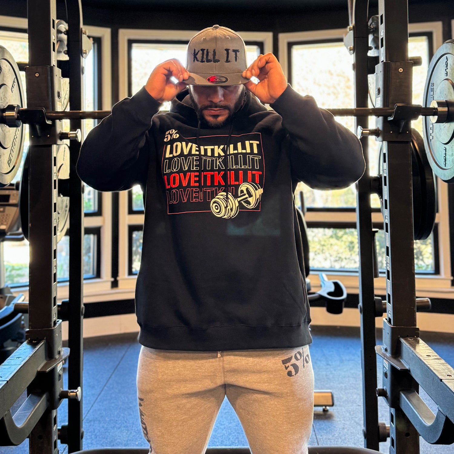 Love It, Kill It Dumbbell, Black Pullover Hoodie - 5% Nutrition