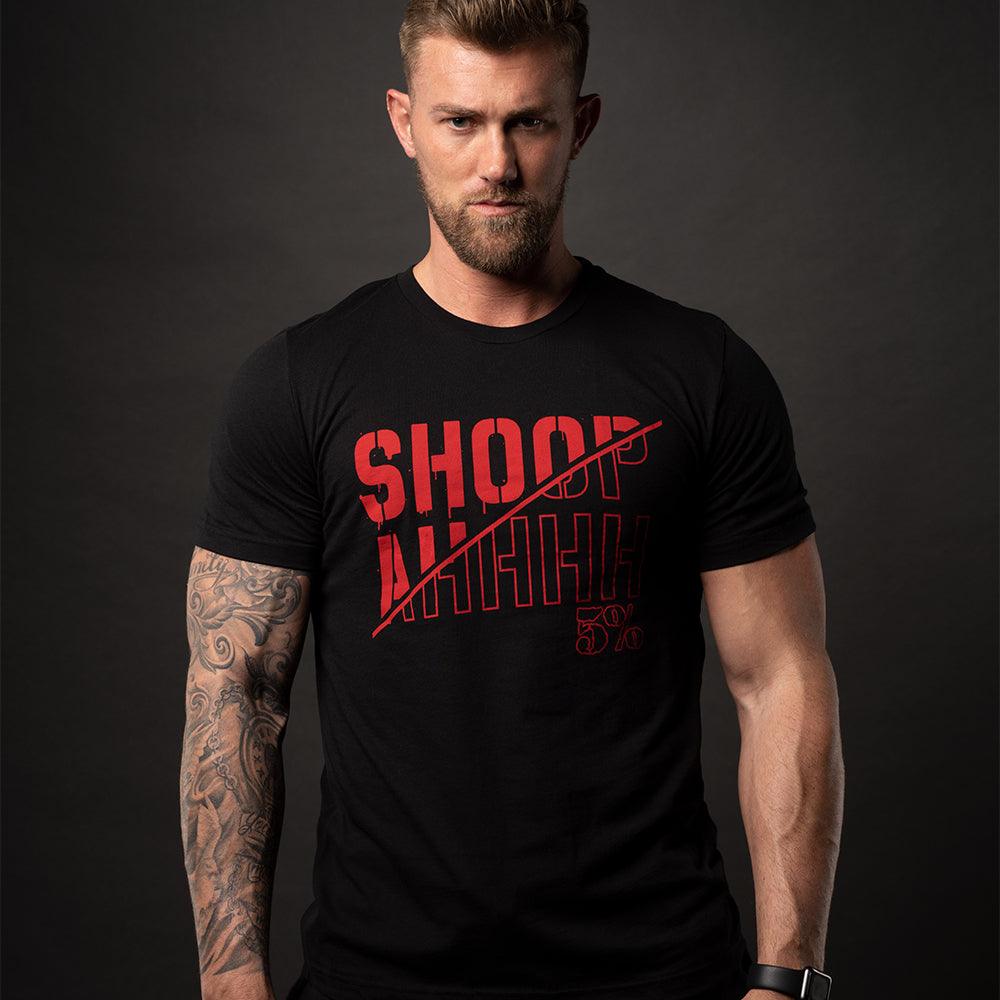 SHOOPAH, Black T-Shirt with Red Lettering