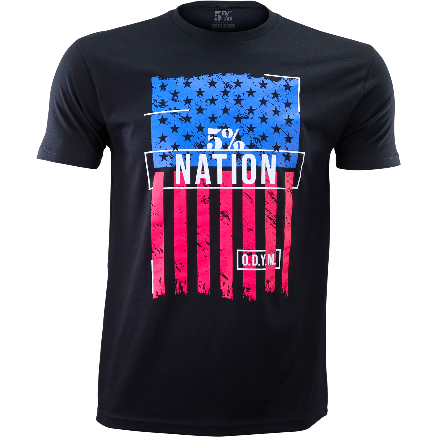 5% Nation Flag Black T-Shirt with Stars & Stripes