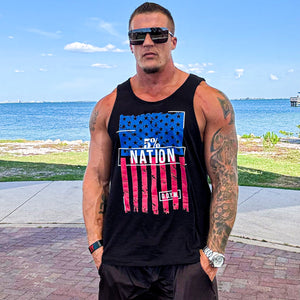 5% Nation Flag Black Tank Top with Stars & Stripes
