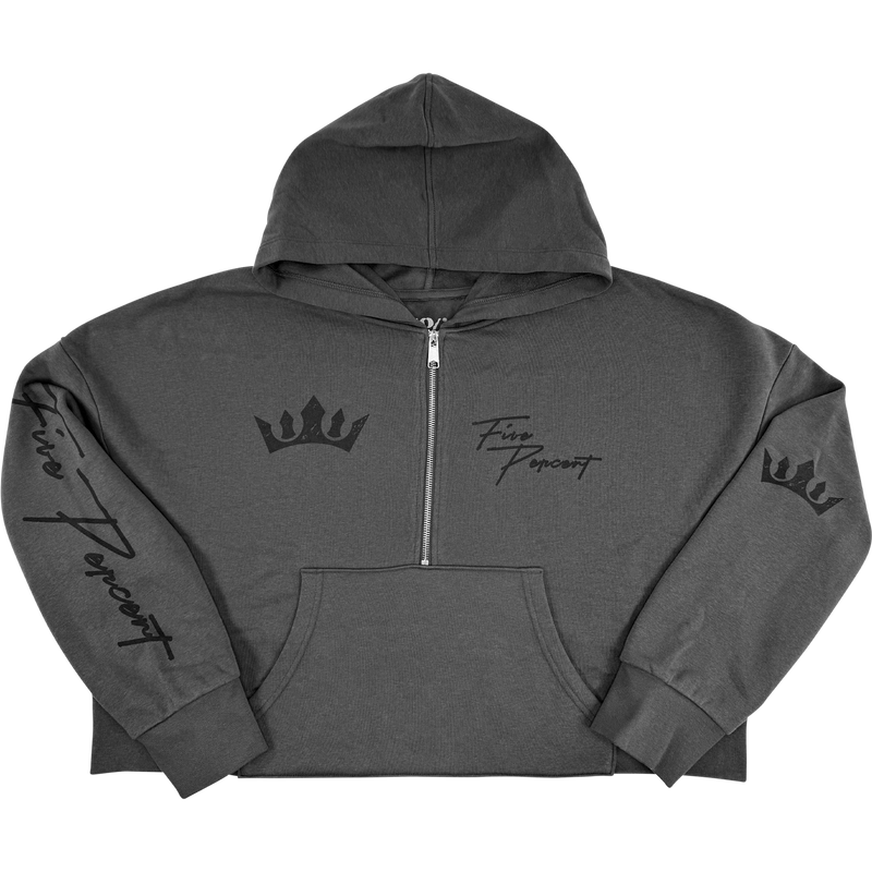 Five Percent Crown, Women's Cropped Gray Hoodie