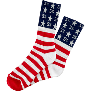 5% Red, White & Blue Crew Socks