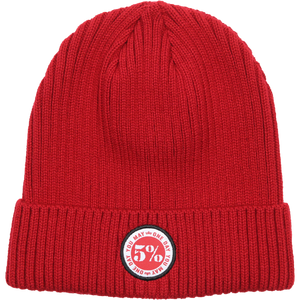 One Day You May Red Beanie with Patch - 5% Nutrition