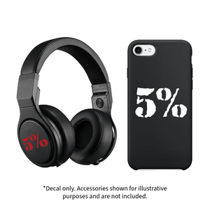 5% Brand Mini Vinyl Decal | 1-Inch (Red or White)