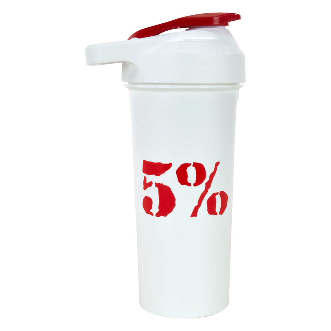 5% 20oz Shaker Cup (White/Red) - 5% Nutrition