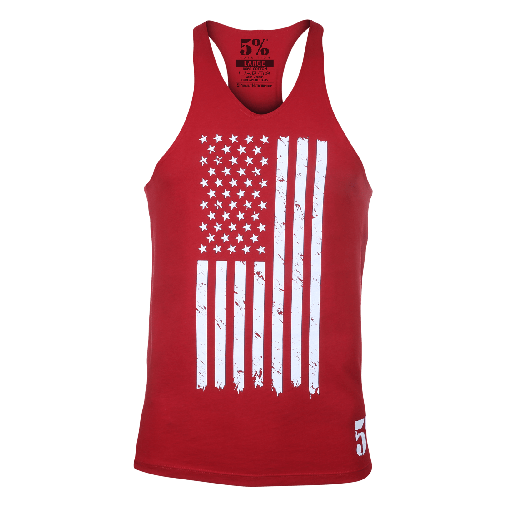 5% Flag, Red Stringer Tank with white Lettering - 5% Nutrition