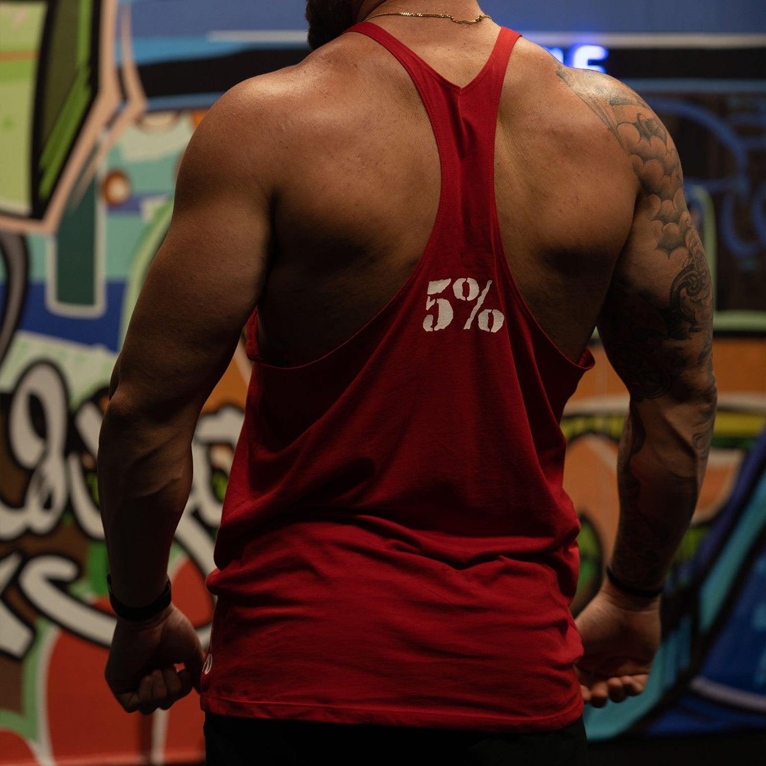 5% Flag, Red Stringer Tank with white Lettering - 5% Nutrition