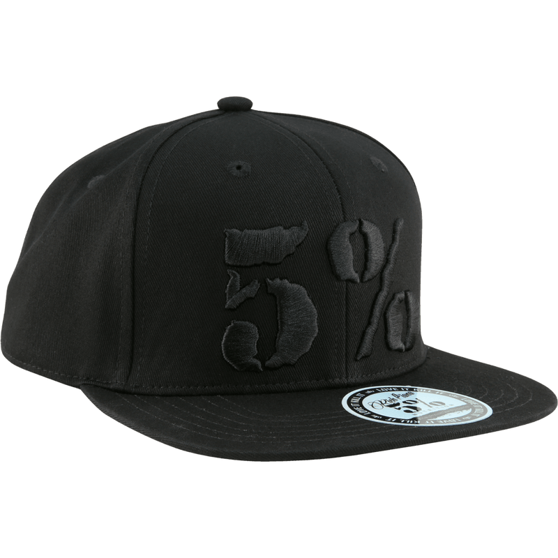 5% Flat Bill Hat, Black on Black