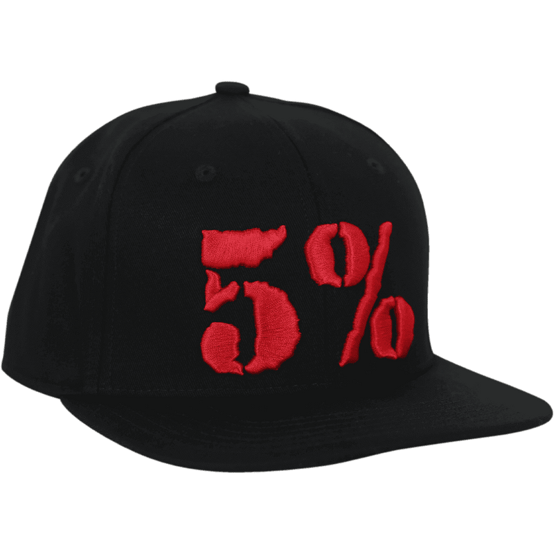 5% Flat Bill Hat, Black Hat