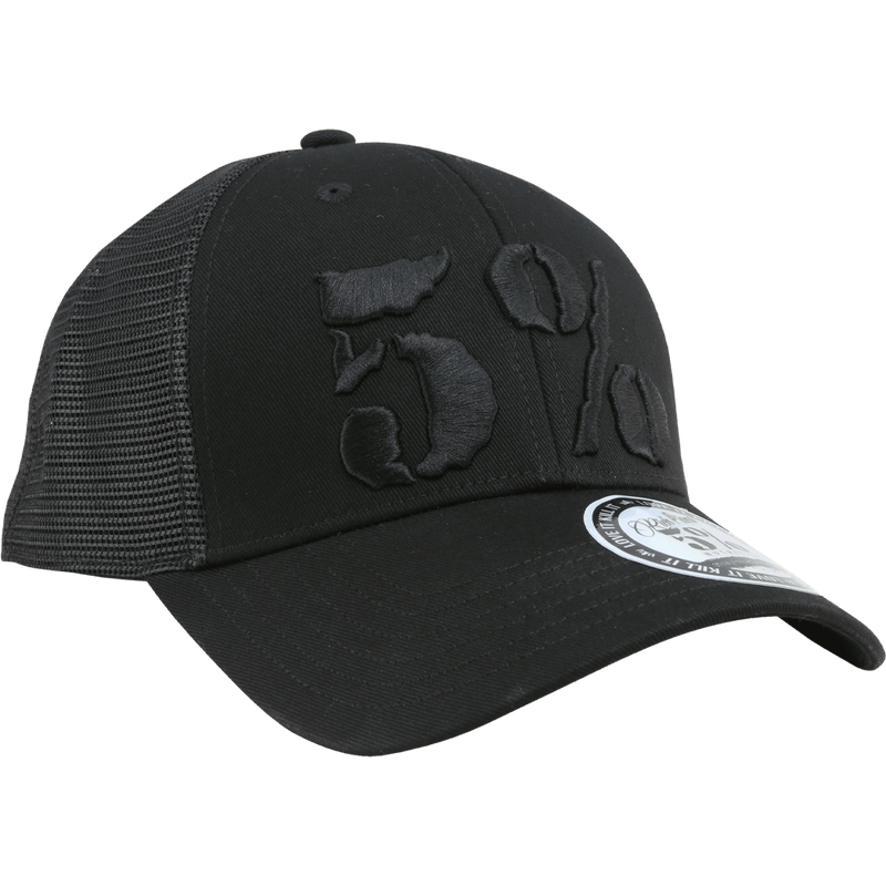 5% Trucker Hat, Black on Black