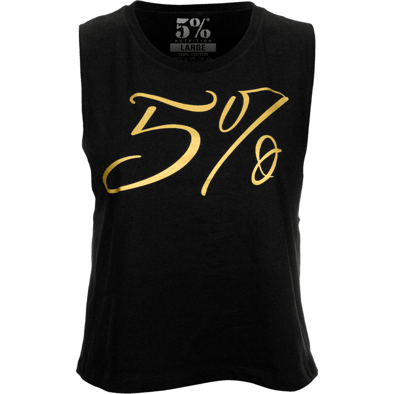 5% Women's Cropped Black Tank