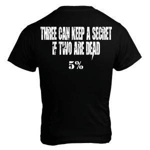 KEEP SECRET, Black T-Shirt with White Lettering - 5% Nutrition