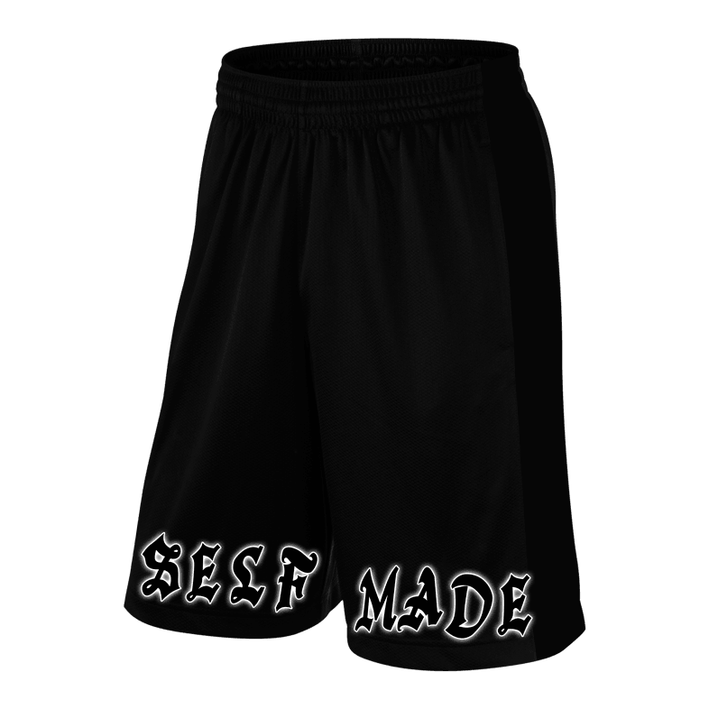 SELF MADE, Black Shorts with White Lettering